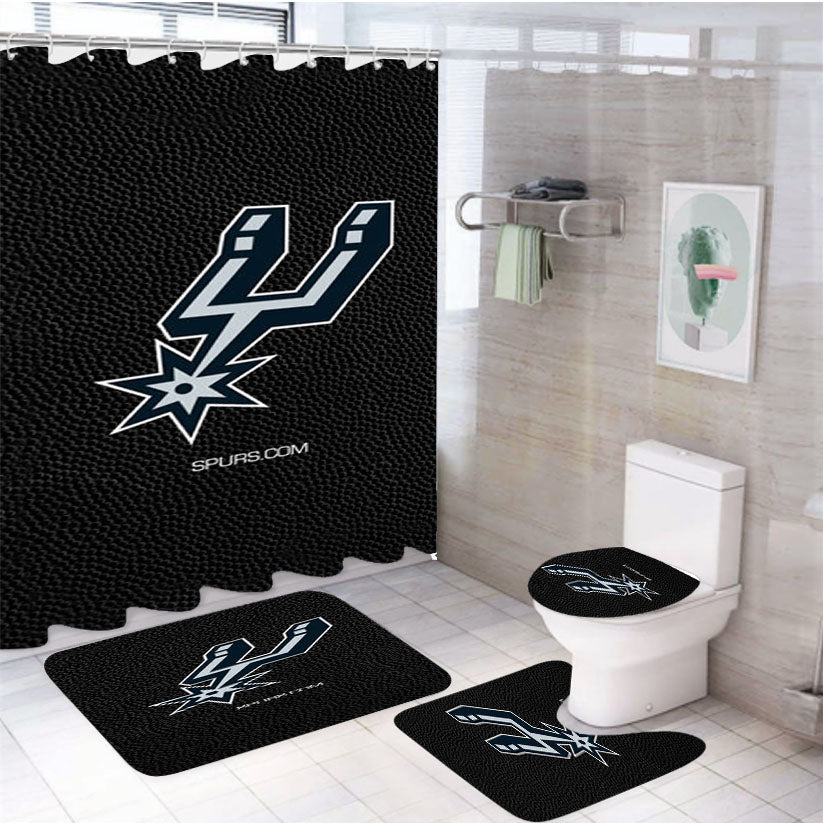 San Antonio Spurs Logo 4Pcs Bathroom Set Shower Curtain