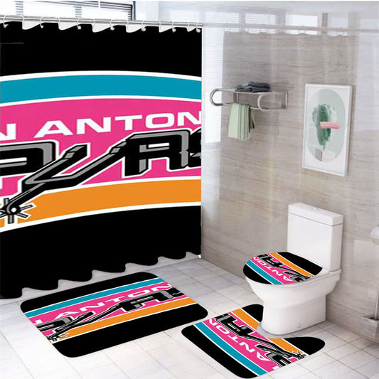 San Antonio Spurs Logo Colors 4Pcs Bathroom Set Shower Curtain