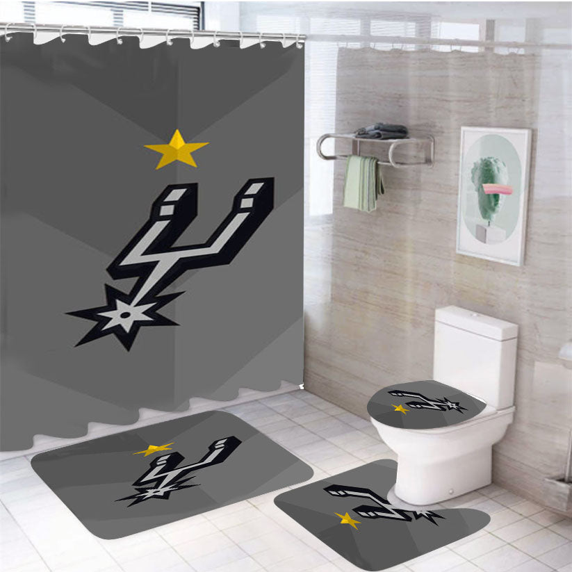 San Antonio Spurs Stars 4Pcs Bathroom Set Shower Curtain