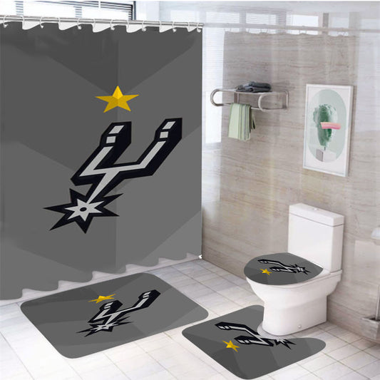 San Antonio Spurs Stars 4Pcs Bathroom Set Shower Curtain