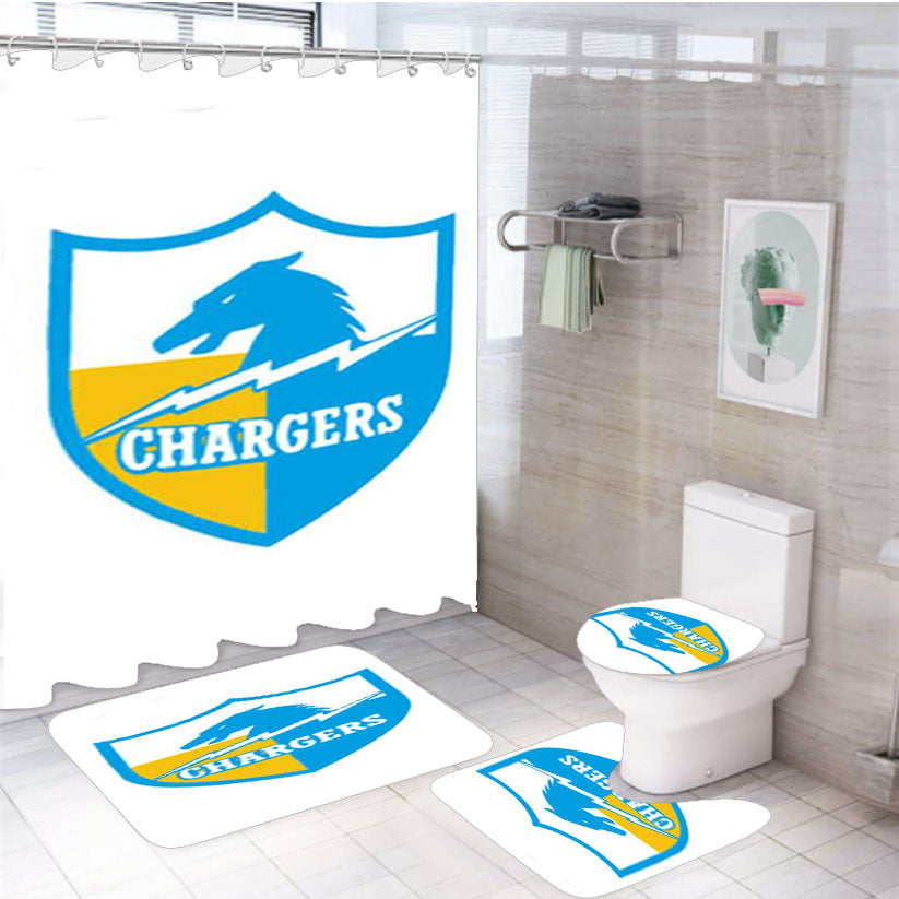 San Diego Chargers Badge Sports 4Pcs Bathroom Set Shower Curtain