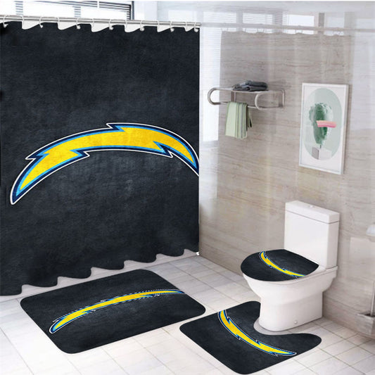 San Diego Chargers Black 4Pcs Bathroom Set Shower Curtain