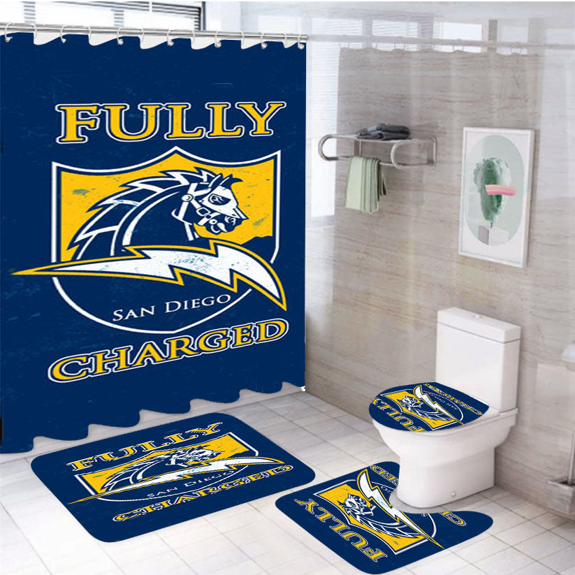 San Diego Chargers Fully 4Pcs Bathroom Set Shower Curtain
