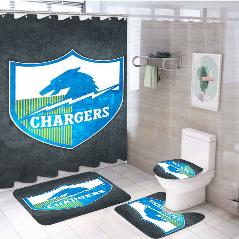 San Diego Chargers Logo 4Pcs Bathroom Set Shower Curtain