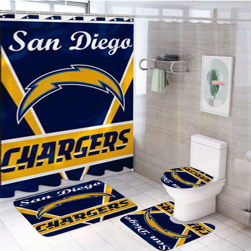 San Diego Chargers Wall Banner Flag 4Pcs Bathroom Set Shower Curtain