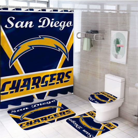 San Diego Chargers Wall Banner Flag 4Pcs Bathroom Set Shower Curtain