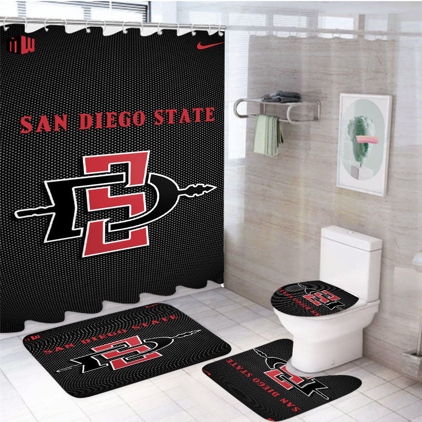 San Diego State Aztecs Nfl Logo 4Pcs Bathroom Set Shower Curtain