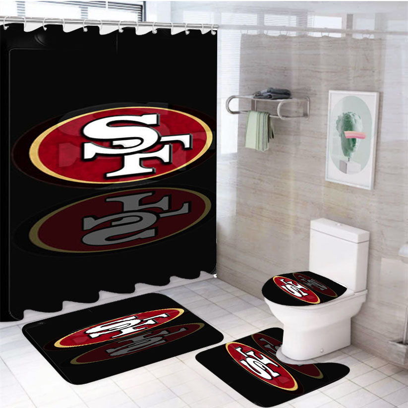 San Francisco 49Ers Black 4Pcs Bathroom Set Shower Curtain