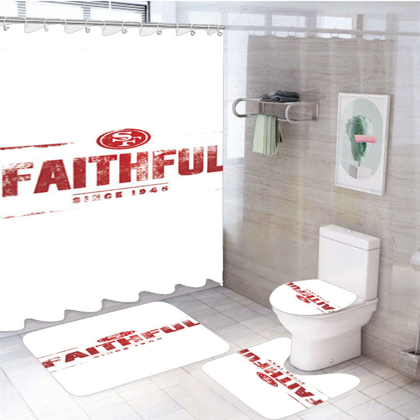 San Francisco 49Ers Faithful 4Pcs Bathroom Set Shower Curtain