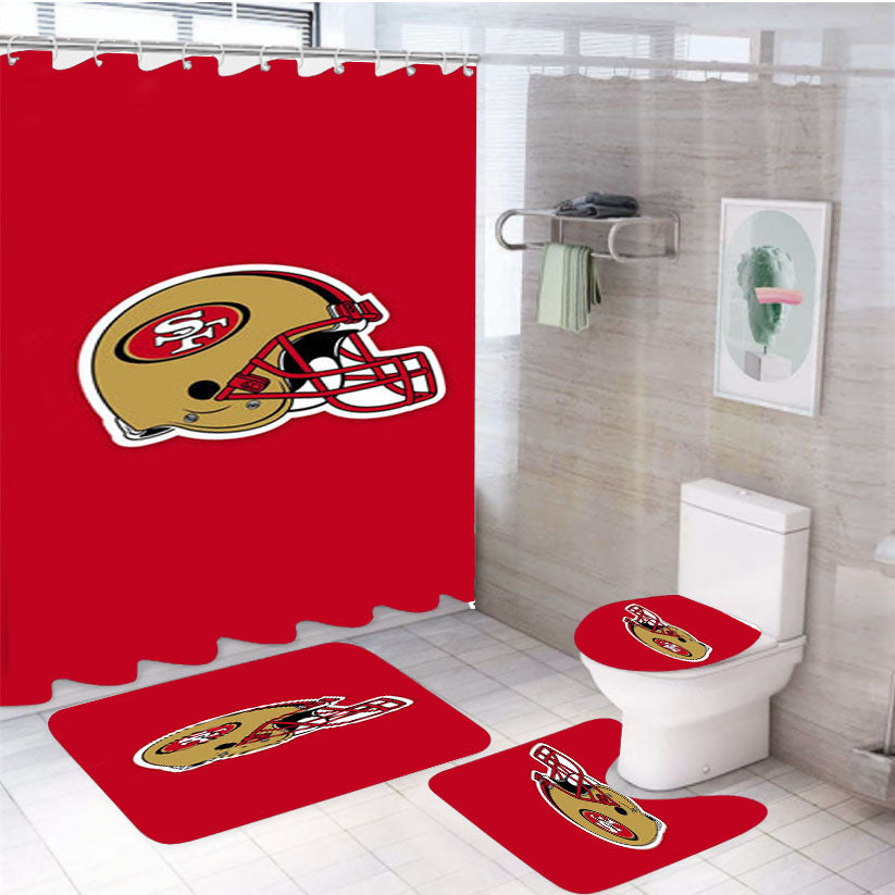 San Francisco 49Ers Helm 4Pcs Bathroom Set Shower Curtain