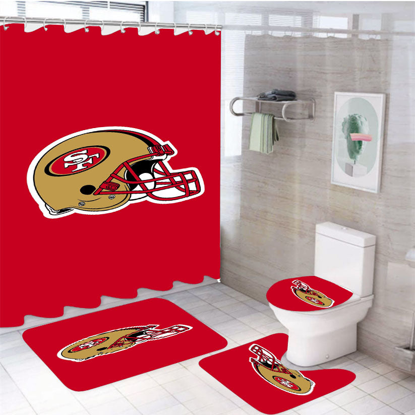 San Francisco 49Ers Helmet 4Pcs Bathroom Set Shower Curtain