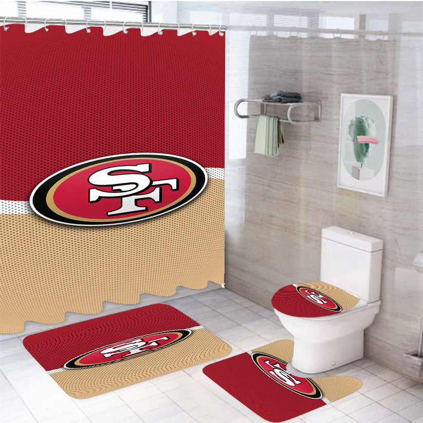 San Francisco 49Ers Logo Jersey 4Pcs Bathroom Set Shower Curtain