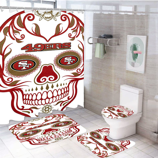 San Francisco 49Ers Skull 4Pcs Bathroom Set Shower Curtain