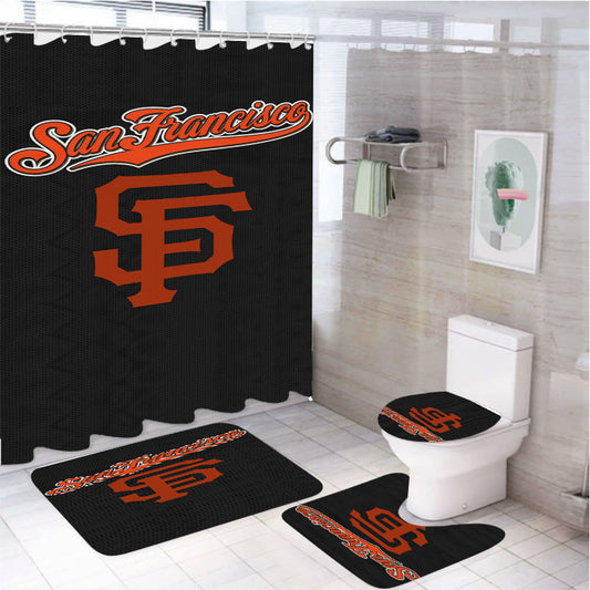 San Francisco Giant Black 4Pcs Bathroom Set Shower Curtain