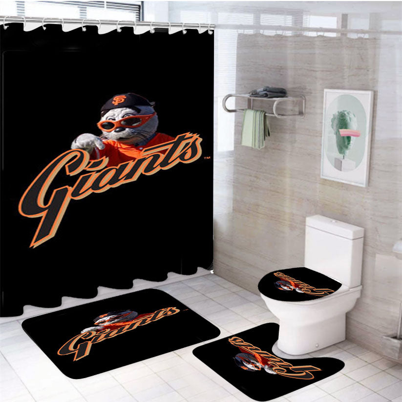 San Francisco Giants Baseball Art 4Pcs Bathroom Set Shower Curtain
