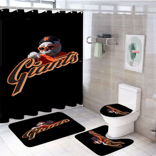 San Francisco Giants Baseball Art 4Pcs Bathroom Set Shower Curtain