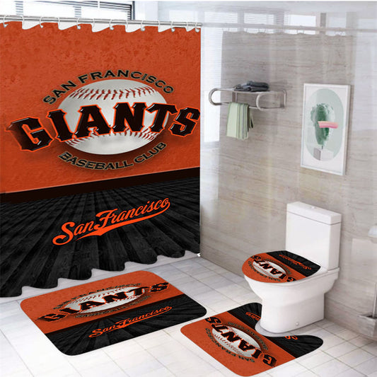San Francisco Giants Baseball Club 4Pcs Bathroom Set Shower Curtain