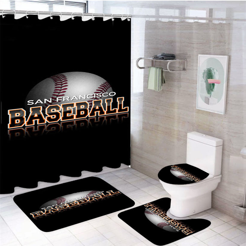 San Francisco Giants Baseball Logo 4Pcs Bathroom Set Shower Curtain