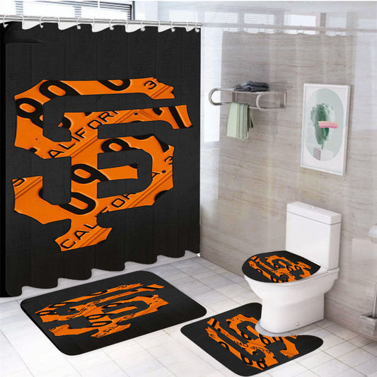 San Francisco Giants Baseball Vintage Logo 4Pcs Bathroom Set Shower Curtain