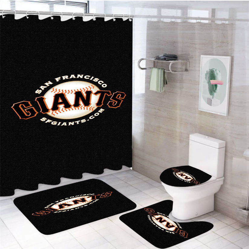San Francisco Giants Black 4Pcs Bathroom Set Shower Curtain