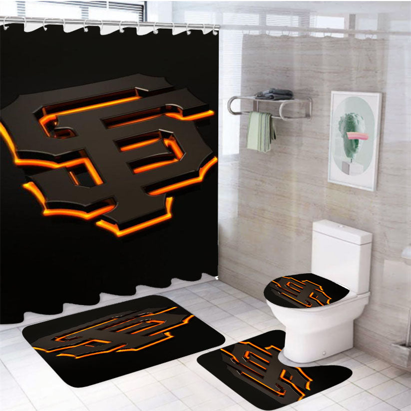 San Francisco Giants Black Lava Logo 4Pcs Bathroom Set Shower Curtain