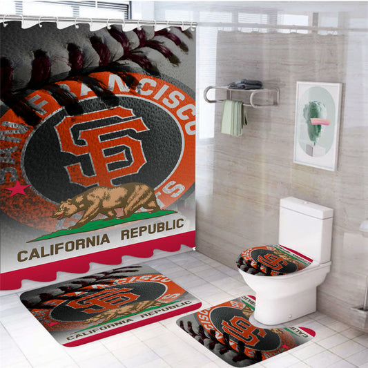 San Francisco Giants Logo California Republic 4Pcs Bathroom Set Shower Curtain