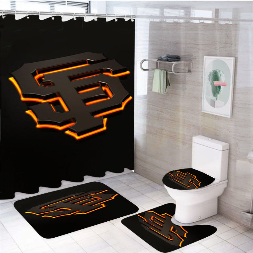 San Francisco Giants Logo Sf 4Pcs Bathroom Set Shower Curtain