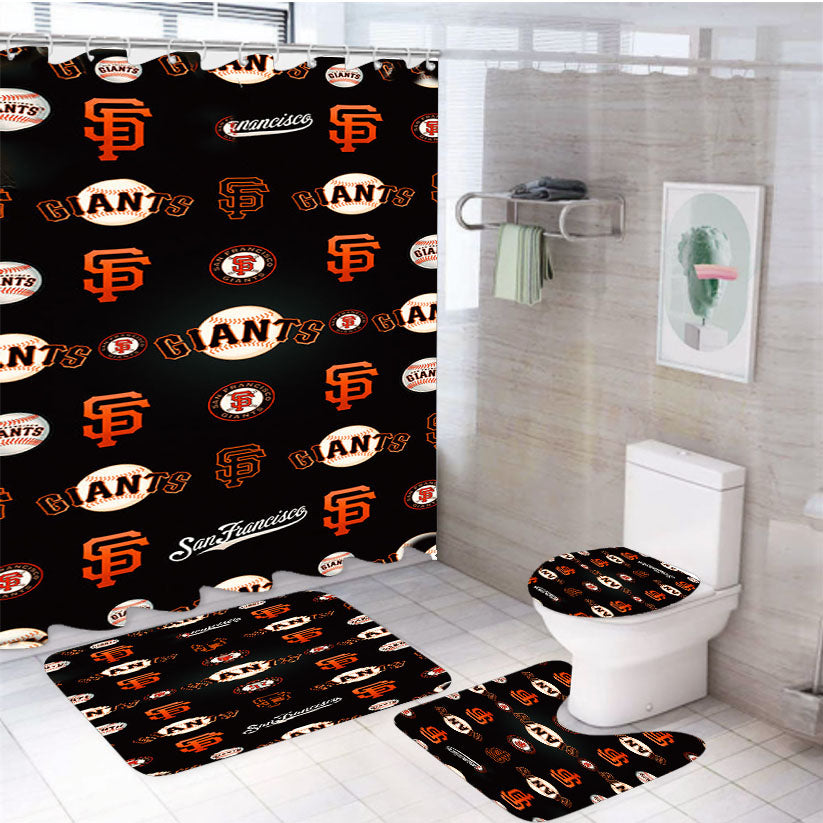 San Francisco Giants Mlb Symbols 4Pcs Bathroom Set Shower Curtain