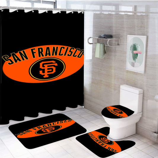 San Francisco Giants New 4Pcs Bathroom Set Shower Curtain