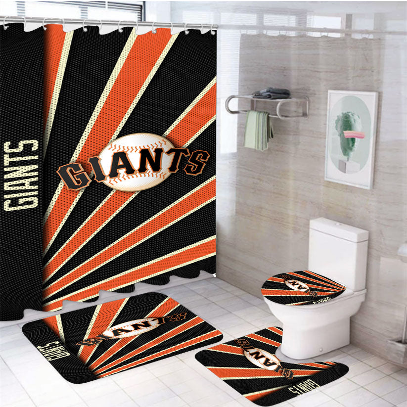 San Francisco Giants Stripe Wallpaper 4Pcs Bathroom Set Shower Curtain