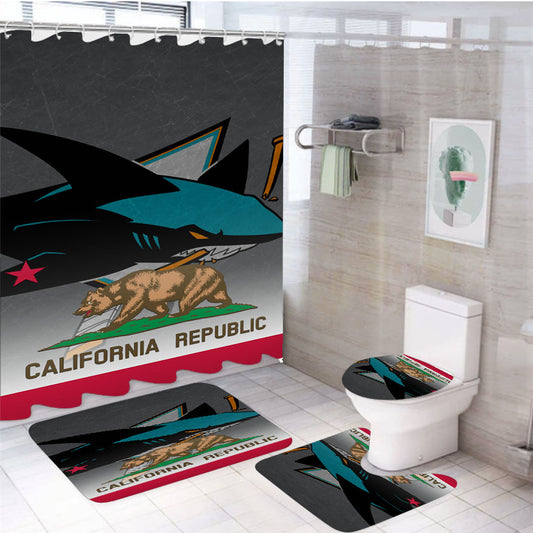 San Jose Sharks California Republic 4Pcs Bathroom Set Shower Curtain