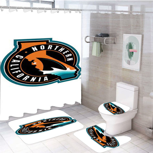 San Jose Sharks Logo Florida 4Pcs Bathroom Set Shower Curtain