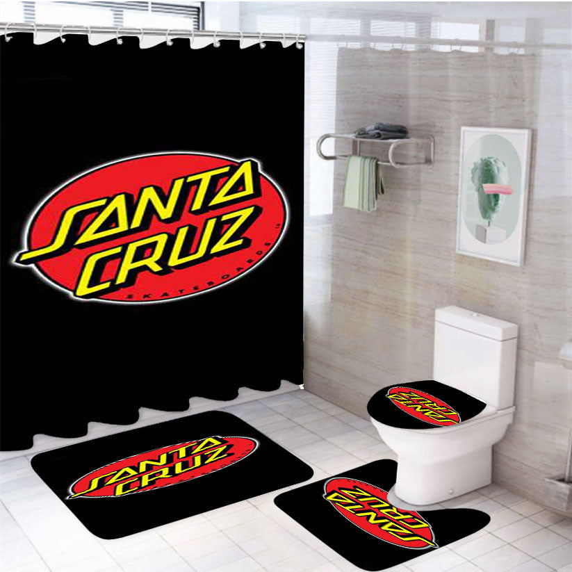 Santa Cruz Logo 4Pcs Bathroom Set Shower Curtain