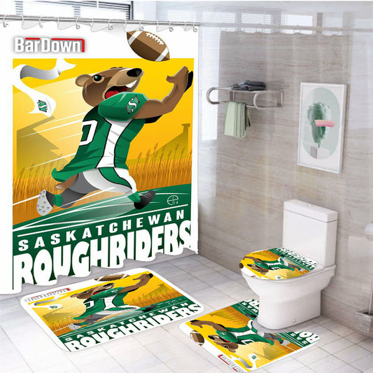 Saskatchewan Roughriders 4Pcs Bathroom Set Shower Curtain