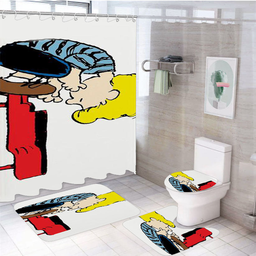 Schroeder On Piano Peanuts 4Pcs Bathroom Set Shower Curtain