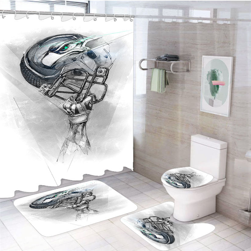 Seahawks Helmets 4Pcs Bathroom Set Shower Curtain
