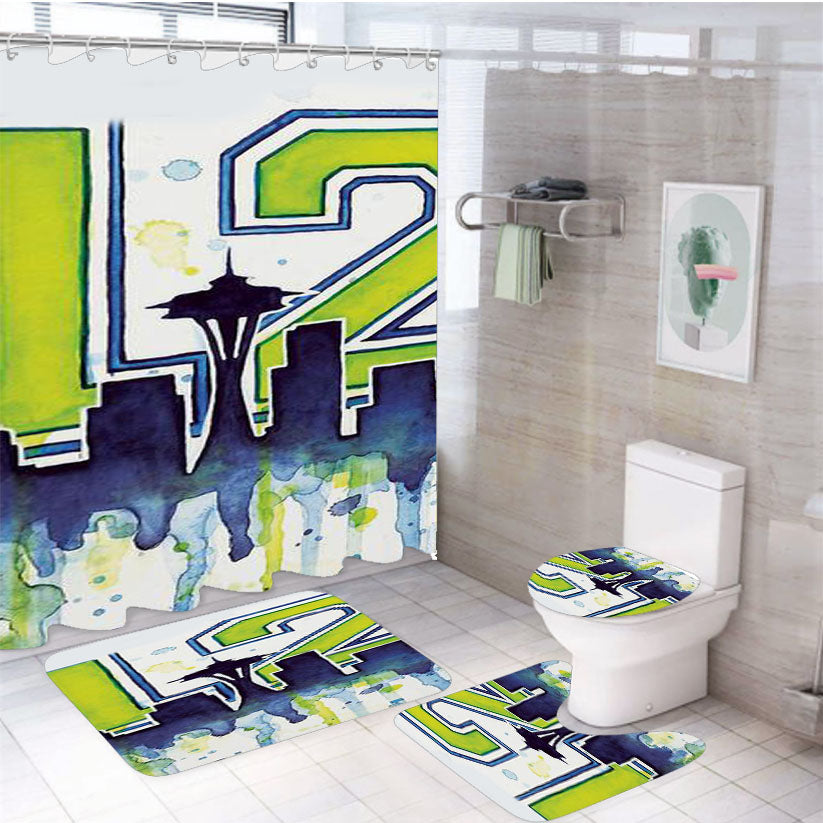 Seattle 12Th Man Art For Seahwks 4Pcs Bathroom Set Shower Curtain