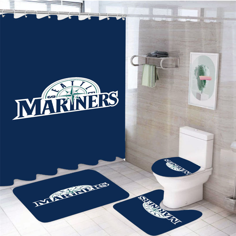 Seattle Mariners 4Pcs Bathroom Set Shower Curtain