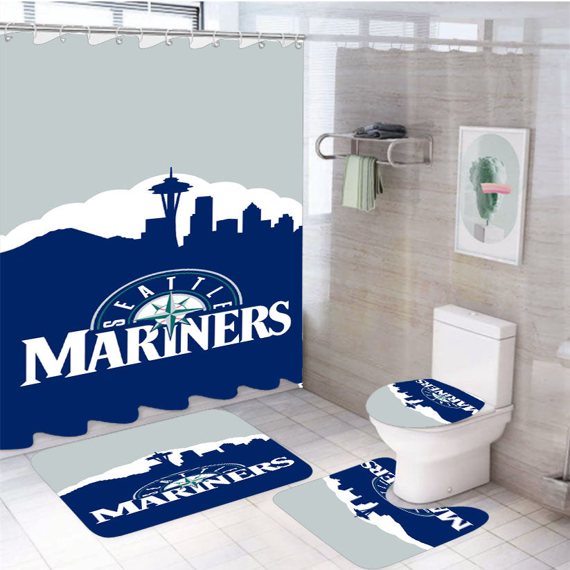 Seattle Mariners Baseball 4Pcs Bathroom Set Shower Curtain