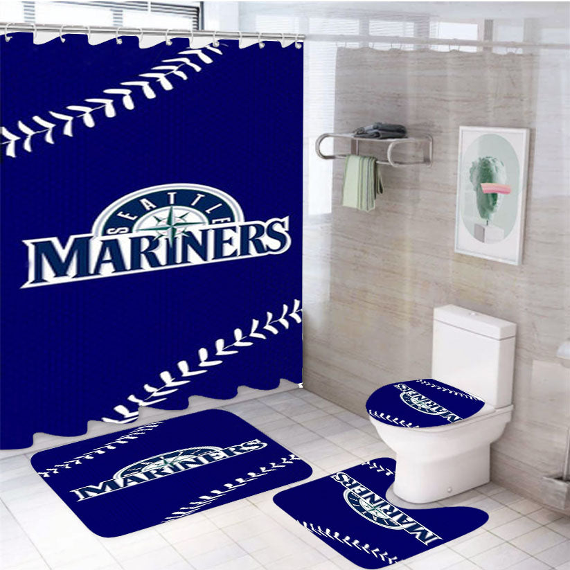 Seattle Mariners Logo Sign 4Pcs Bathroom Set Shower Curtain