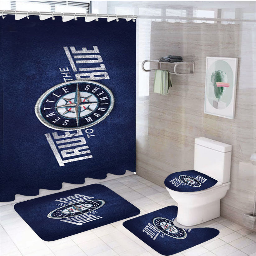Seattle Mariners True To The Blue 4Pcs Bathroom Set Shower Curtain
