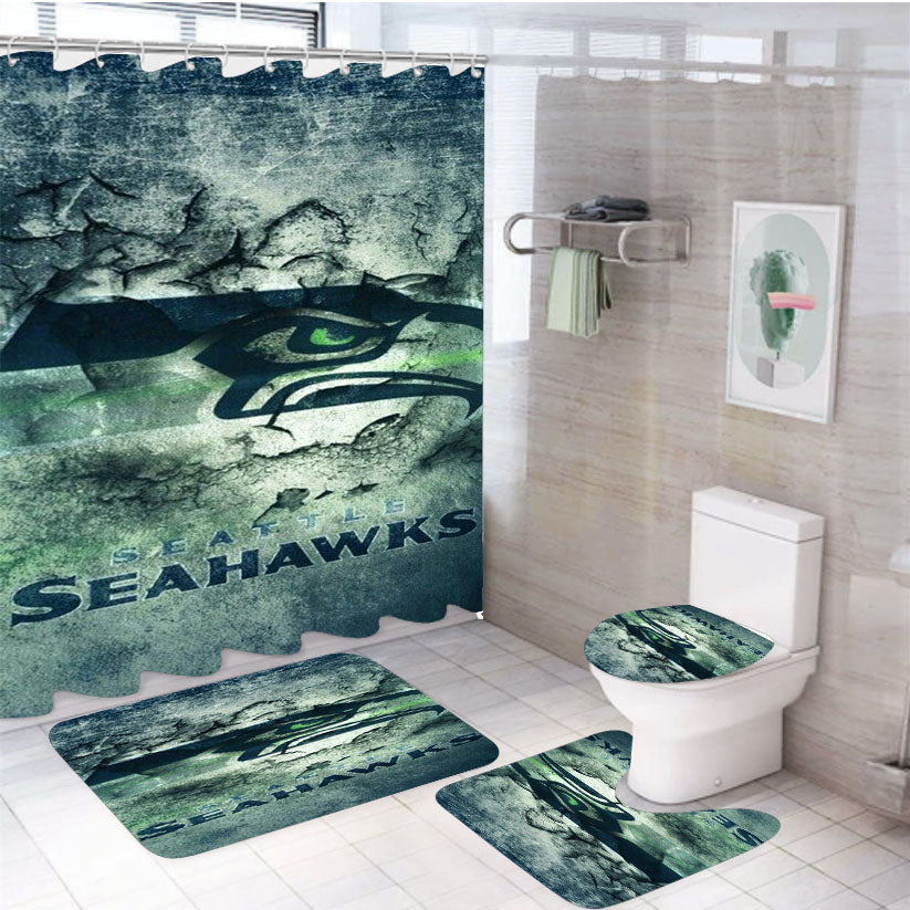 Seattle Seahawks 4Pcs Bathroom Set Shower Curtain