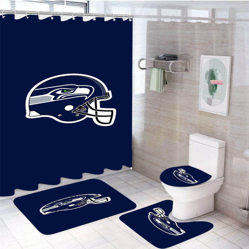 Seattle Seahawks Helmet 4Pcs Bathroom Set Shower Curtain