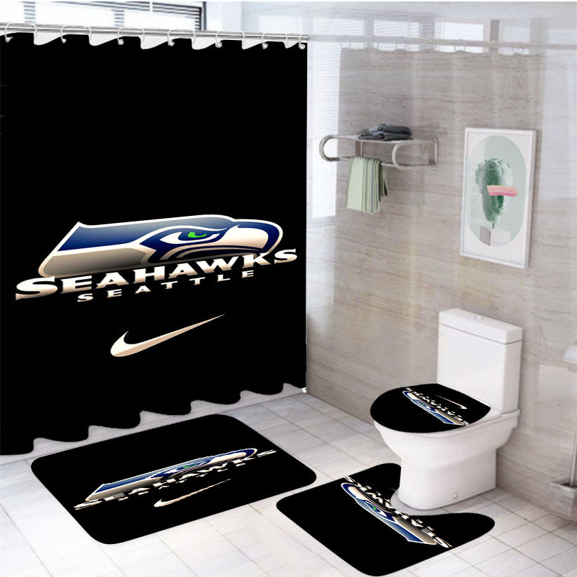 Seattle Seahawks Nfl New 4Pcs Bathroom Set Shower Curtain