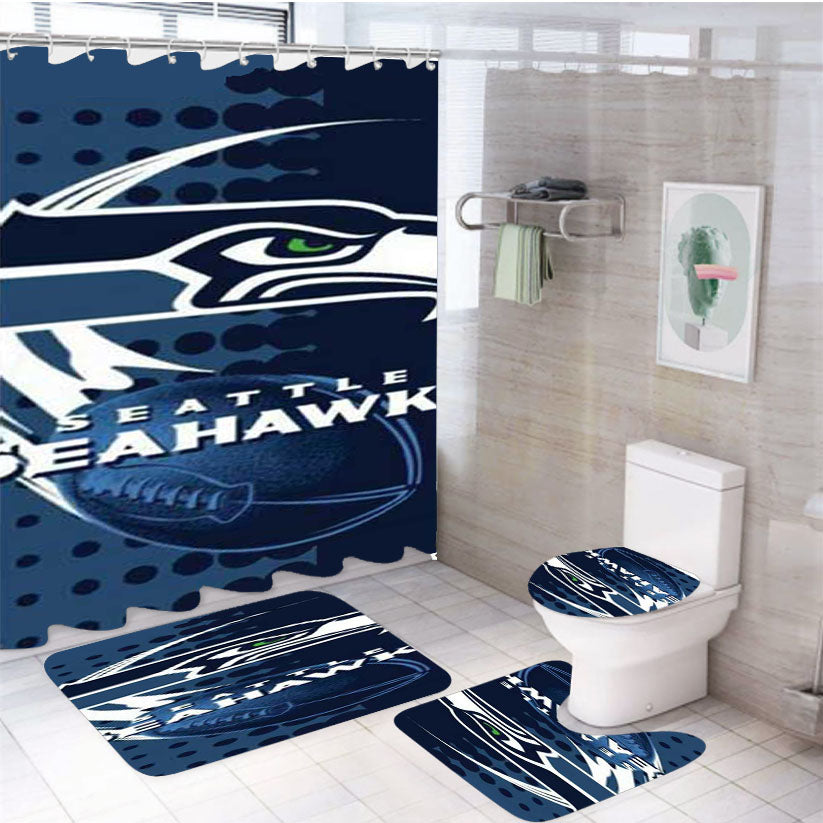 Seattle Seahawks Over Dots 4Pcs Bathroom Set Shower Curtain