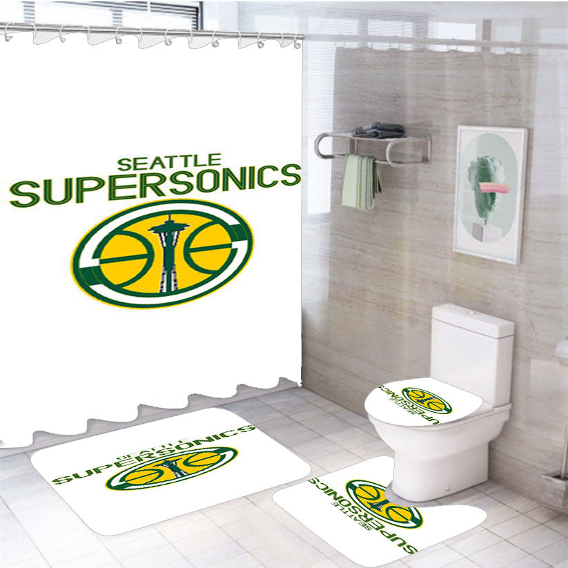 Seattle Supersonics Art 4Pcs Bathroom Set Shower Curtain