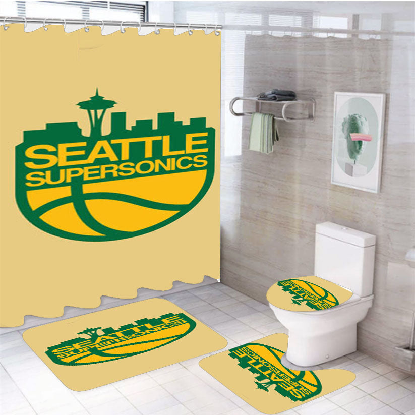 Seattle Supersonics Emblem 4Pcs Bathroom Set Shower Curtain