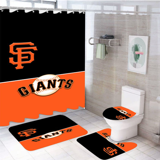 Sf Giants Minimalist Wallpaper 4Pcs Bathroom Set Shower Curtain