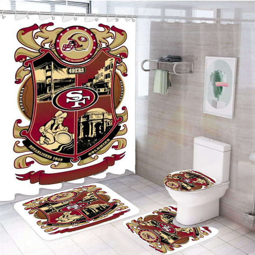 Sf Nfl Football 4Pcs Bathroom Set Shower Curtain