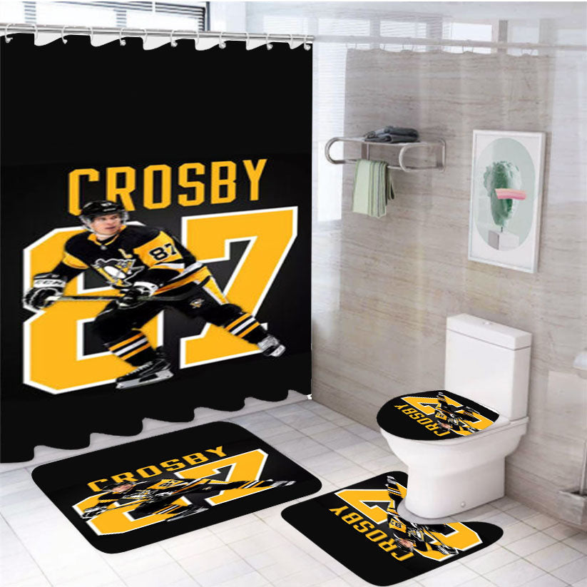 Sidney Crosby 87 Pittsburgh Penguins 4Pcs Bathroom Set Shower Curtain